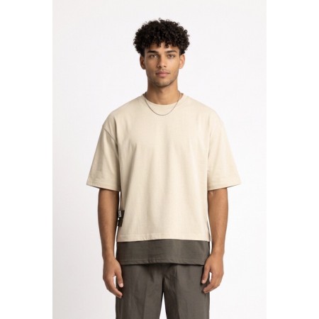 DARK LABEL T SHIRT DRKM839 BEIGE/PIOMBO - abbigliamento - DARK LABEL