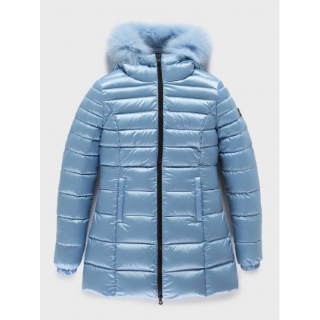 REFRIGIWEAR LONG MEAD FUR JACKET W98118 RA0035 DUSTY BLUE - GIUBBINO - REFRIGIWEAR
