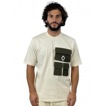 YES LONDON T-SHIRT BEIGE/VERDE XM4208 - Maglieria - YES LONDON
