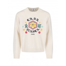 CASABLANCA EMBLEM MERINO KNIT CREW NECK MAGLIONE - abbigliamento - CASABLANCA