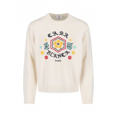 CASABLANCA EMBLEM MERINO KNIT CREW NECK MAGLIONE - abbigliamento - CASABLANCA